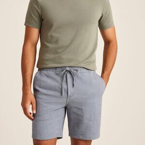 H&M Men’s Relaxed Fit Linen Blend Shorts Gray Drawstring Casual Size 38R